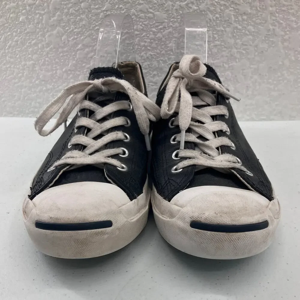 Converse Jack Purcell Black White Leather Low Top Lace Up Unisex Sneaker Shoes - Picture 6 of 10